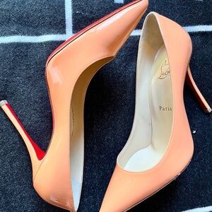 🌅 Christian Louboutin Decoltish 100 Patent Leather Pumps – Sunset – Size 38.5